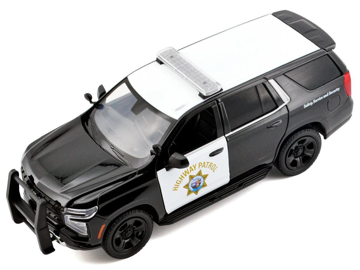 2025 Chevrolet Tahoe Police Pursuit Vehicle "California Highway Patrol" Black and White "Law Enforcement and Public Service" Series 1/24 Diecast Model Car