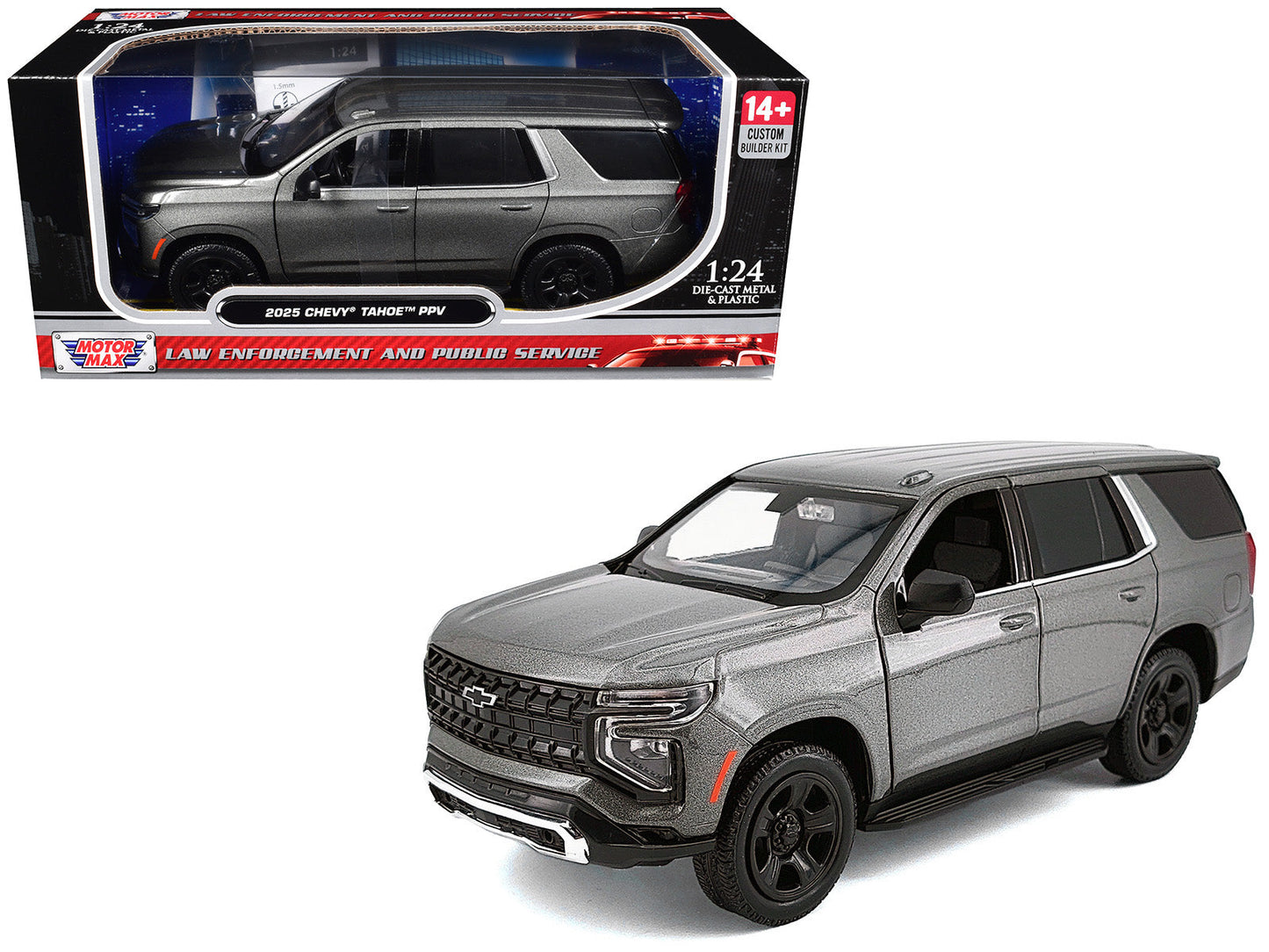 2025 Chevrolet Tahoe PPV Dark Gray Metallic "Custom Builder's Kit - Law Enforcement and Public Service" 1/24 Diecast Model Car