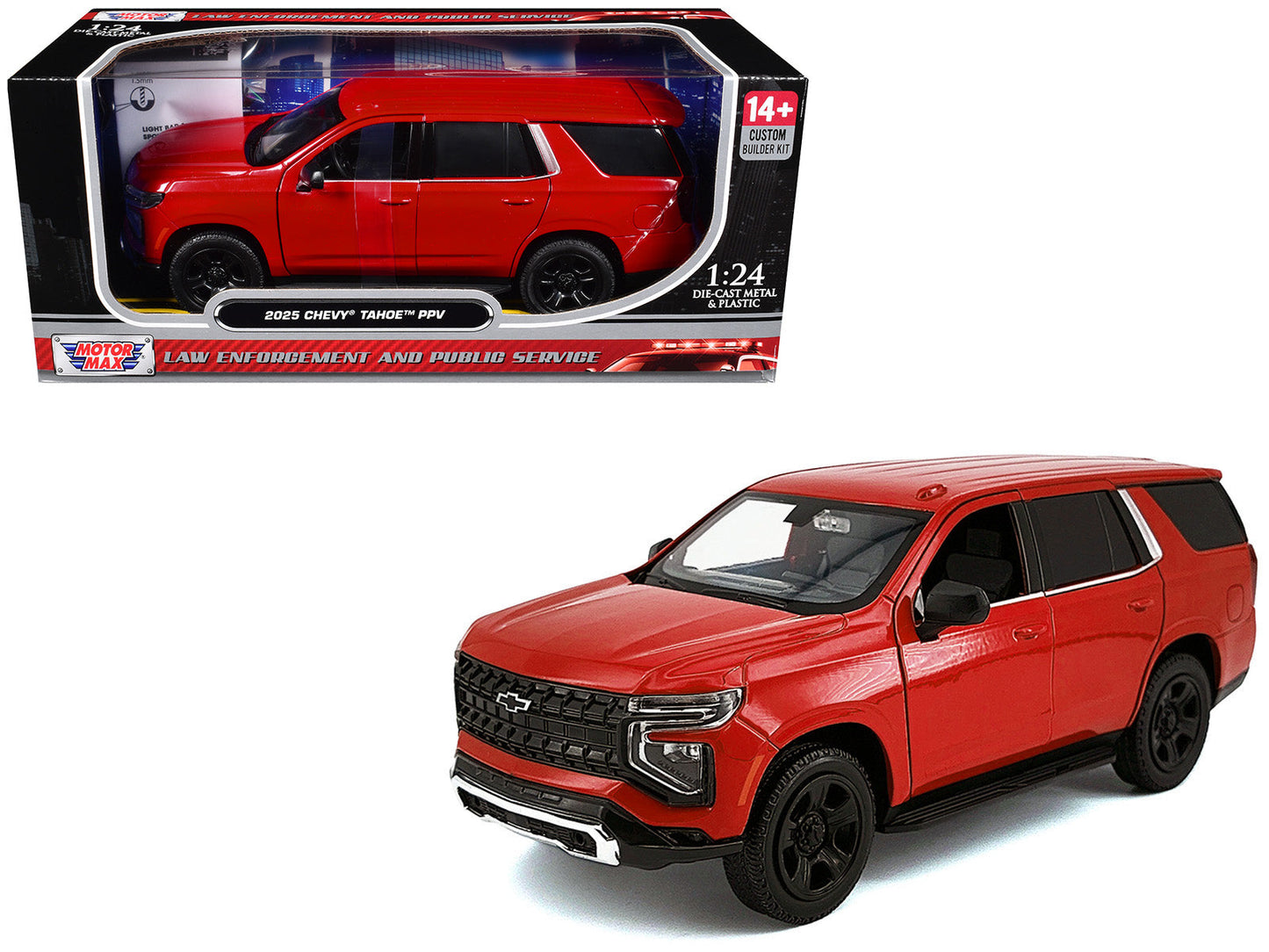 2025 Chevrolet Tahoe PPV Red "Custom Builder's Kit - Law Enforcement and Public Service" Series 1/24 Diecast Model Car