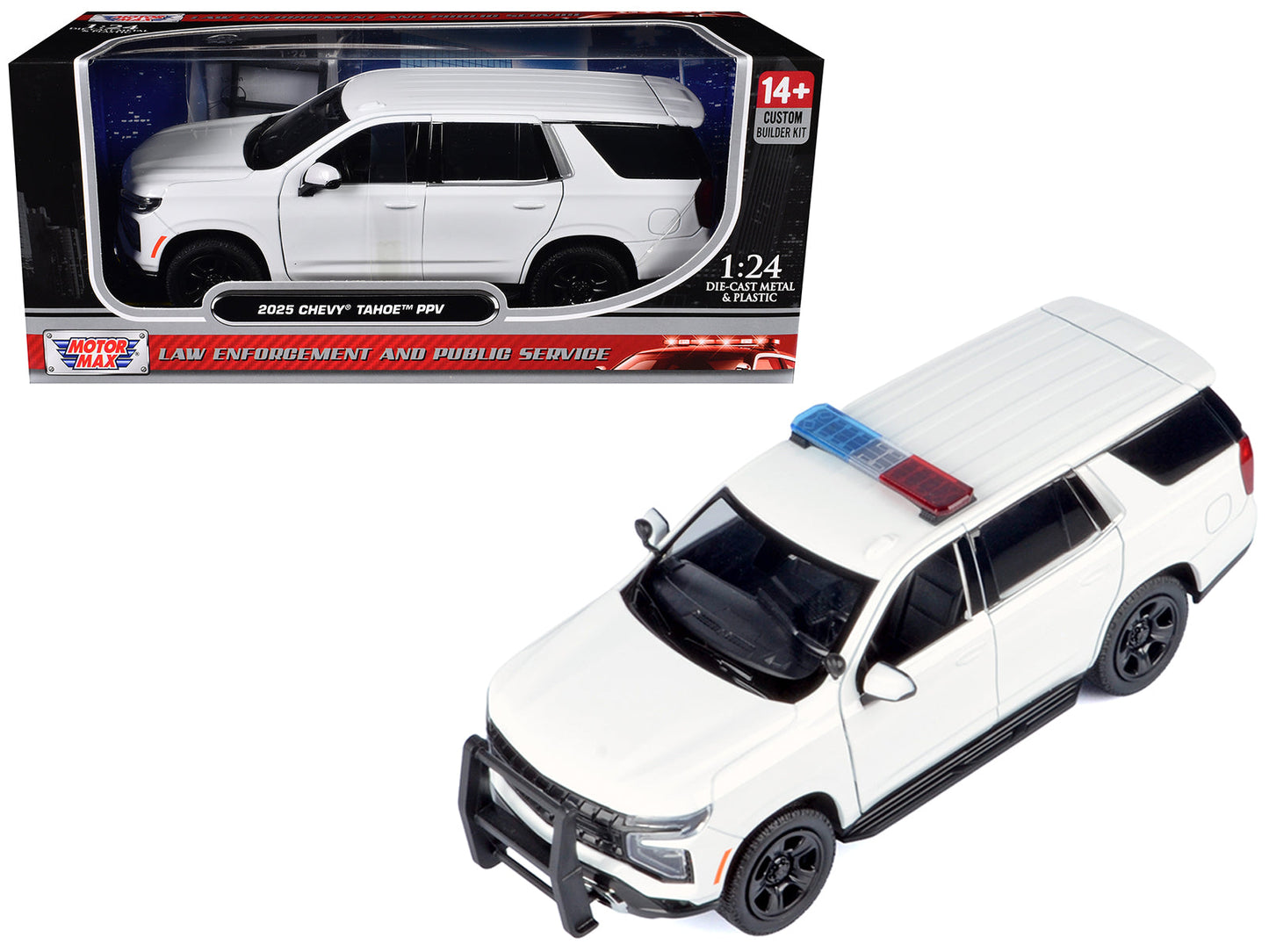 2025 Chevrolet Tahoe PPV White "Custom Builder's Kit - Law Enforcement and Public Service" Series 1/24 Diecast Model Car