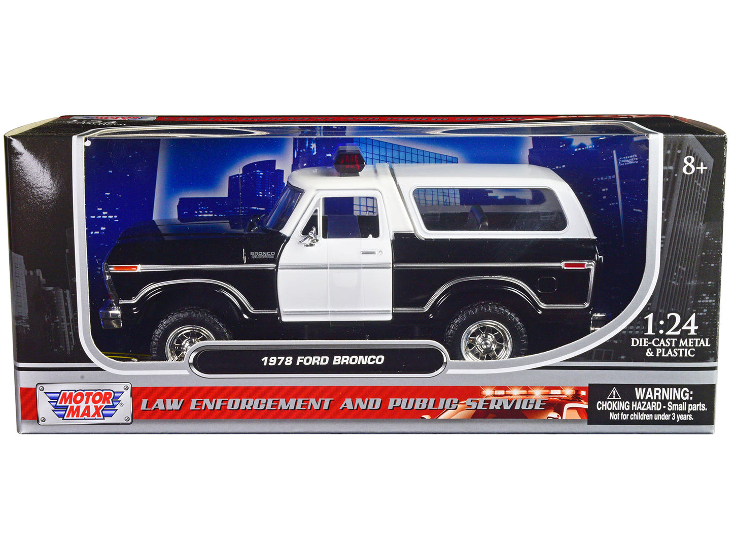 1978 Ford Bronco Police Car Unmarked Black and White "Law Enforcement and Public Service" Series 1/24 Diecast Model Car
