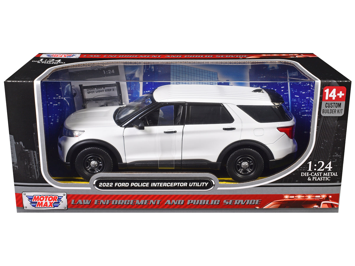 2022 Ford Police Interceptor Utility Unmarked White "Builder's Kit" "Law Enforcement and Public Service" Series 1/24 Diecast Model Car