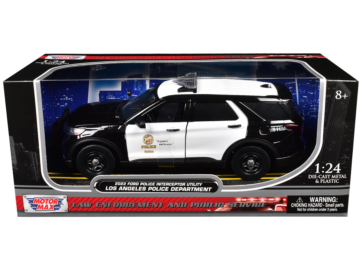2022 Ford Police Interceptor Utility "Los Angeles Police Department" Black and White "Law Enforcement and Public Service" Series 1/24 Diecast Model Car