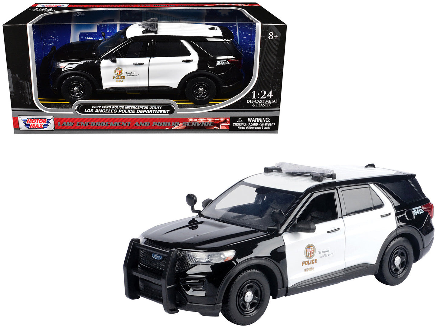 2022 Ford Police Interceptor Utility "Los Angeles Police Department" Black and White "Law Enforcement and Public Service" Series 1/24 Diecast Model Car