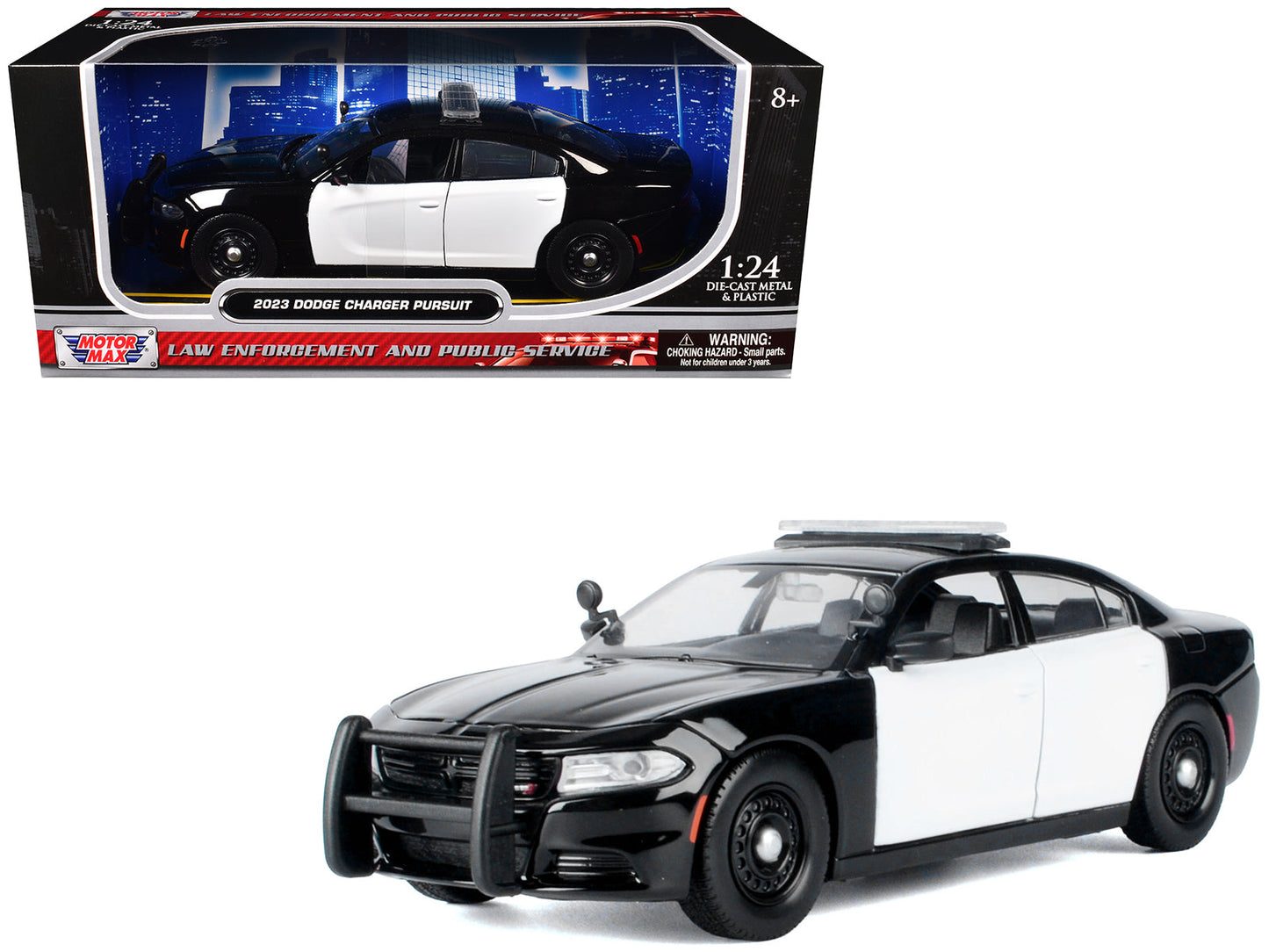 2023 Dodge Charger Pursuit Police Car Black and White "Law Enforcement and Public Service" Series 1/24 Diecast Model Car
