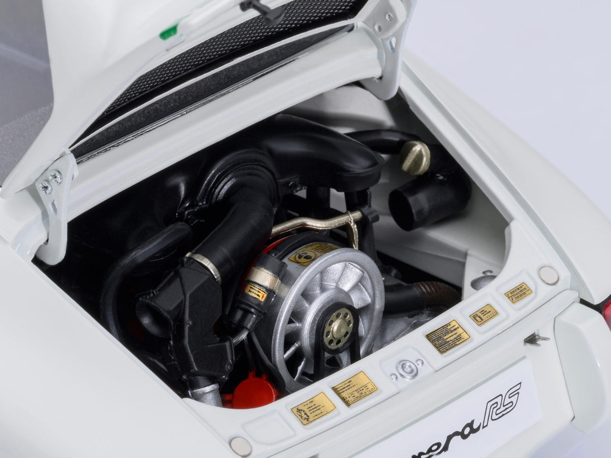 Porsche 911 Carrera 2.7 RS Grand Prix White with Green Stripes and Wheels 1/18 Model Car