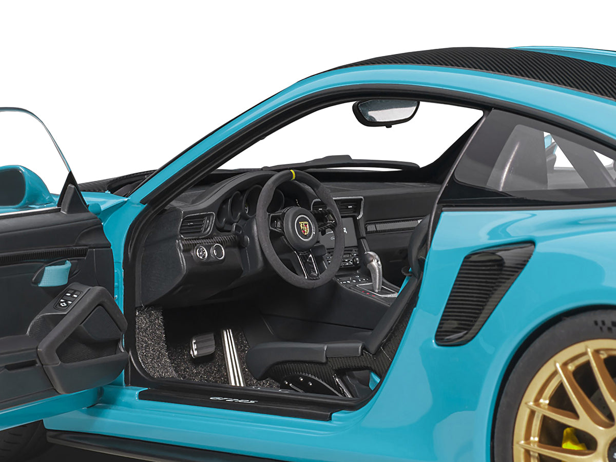 Porsche 911 (991.2) GT2 RS Weissach Package Miami Blue with Carbon Stripes 1/18 Model Car
