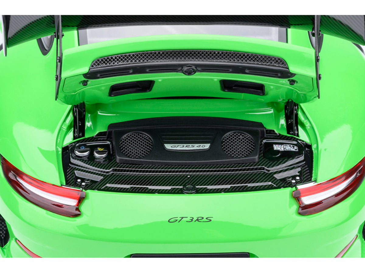 Porsche 911 (991.2) GT3 RS Weissach Lizard Green with Carbon Hood and Top 1/18 Model Car