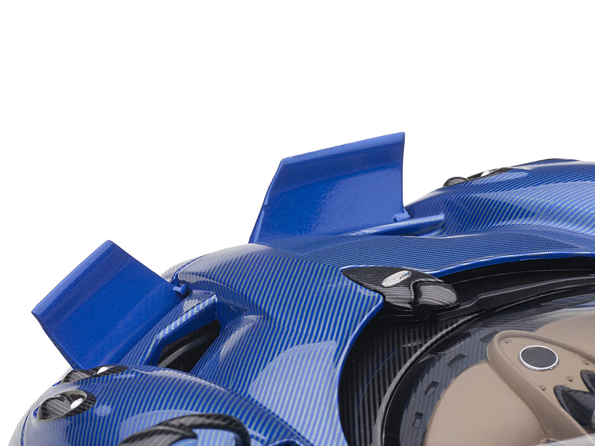 Pagani Huayra Roadster Blue Tricolore Carbon Fiber with Black Top with Luggage Set 1/18 Model Car