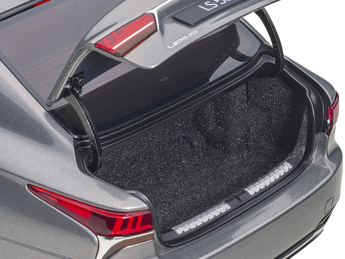 Lexus LS500h Manganese Luster Gray Metallic with Crimson and Black Interior 1/18 Model Car