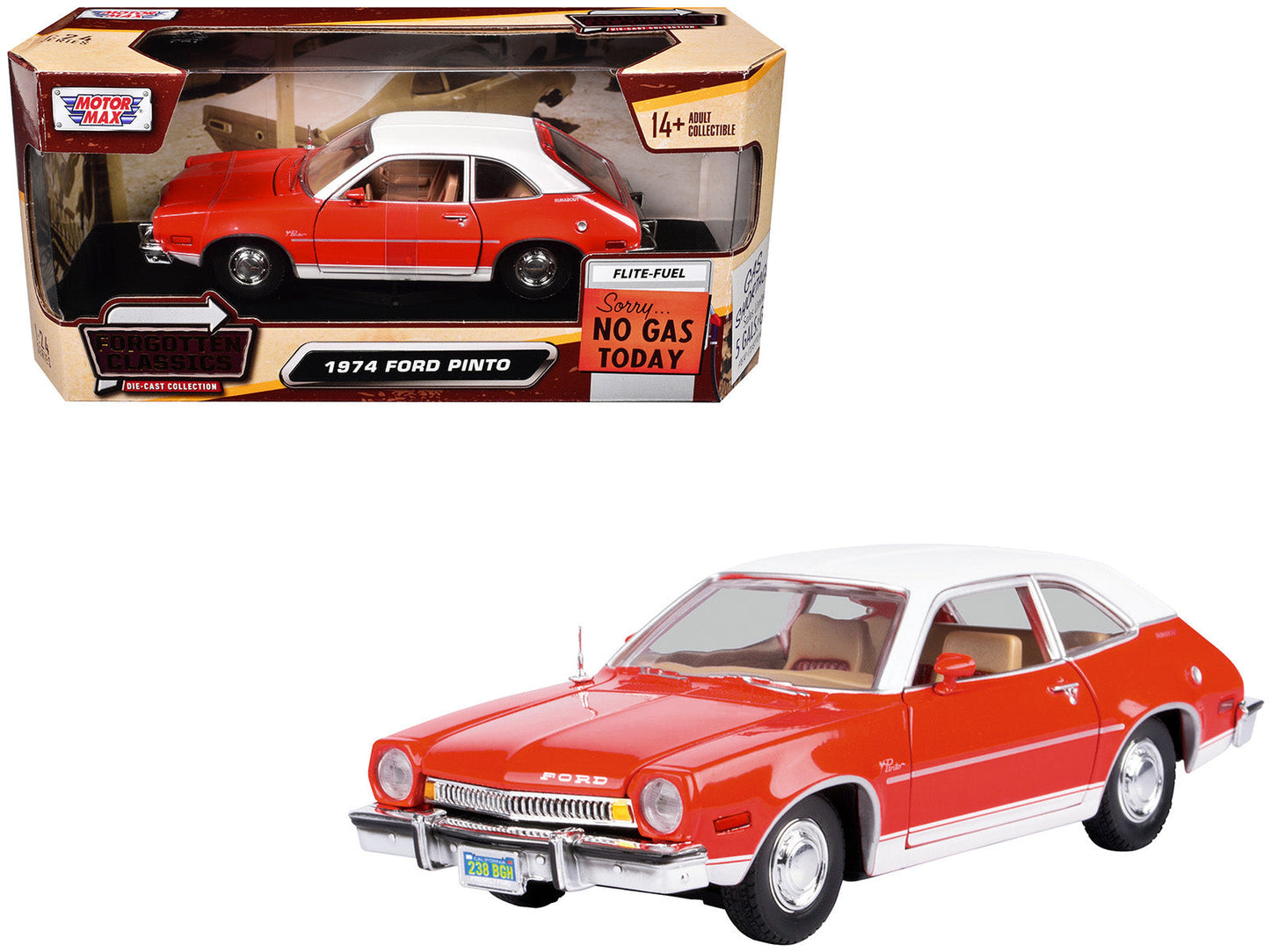 1974 Ford Pinto Orange with White Top "Forgotten Classics" Series 1/24 Diecast Model Car