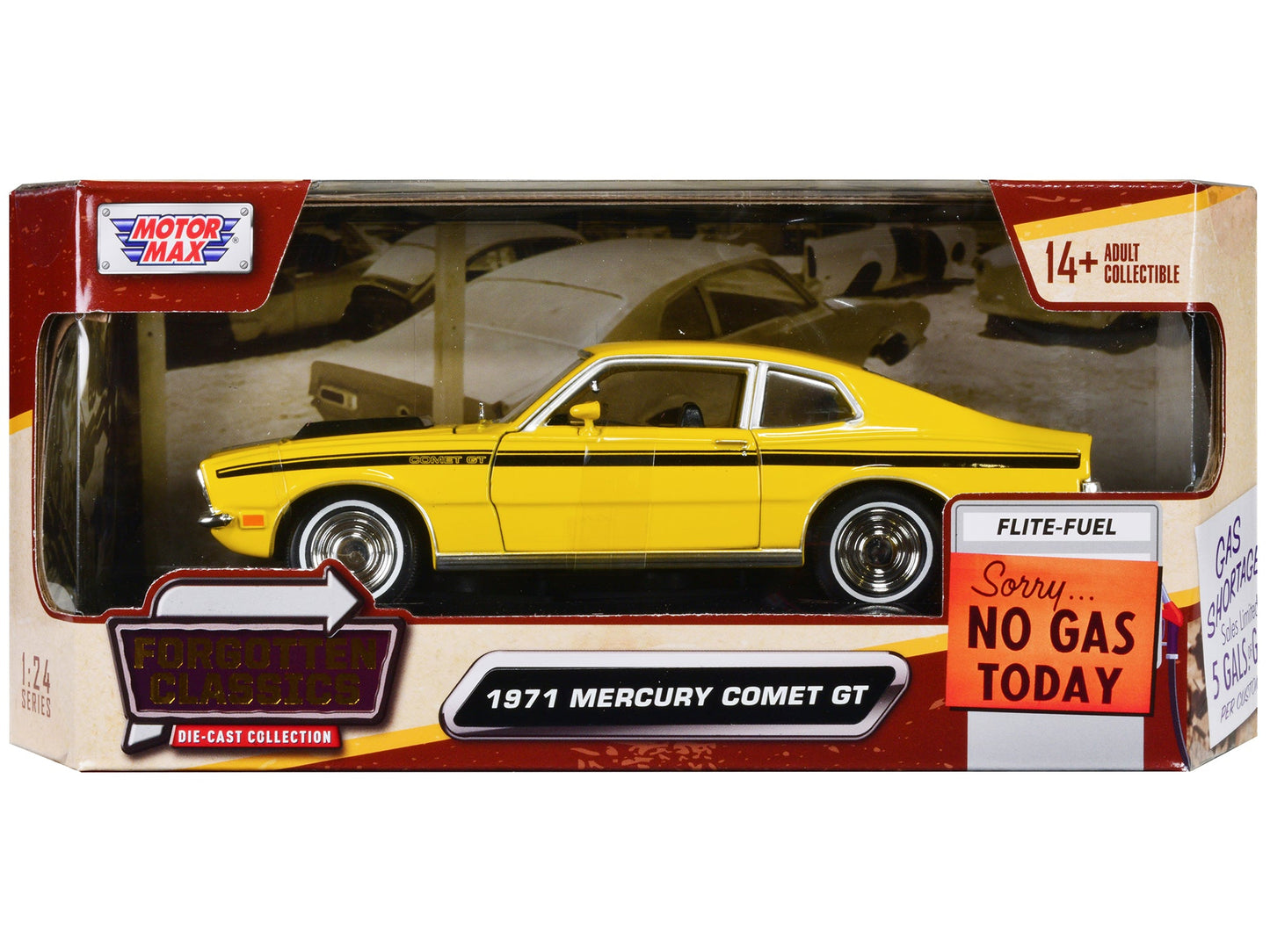 1971 Mercury Comet GT Yellow with Black Stripes "Forgotten Classics" Series 1/24 Diecast Model Car
