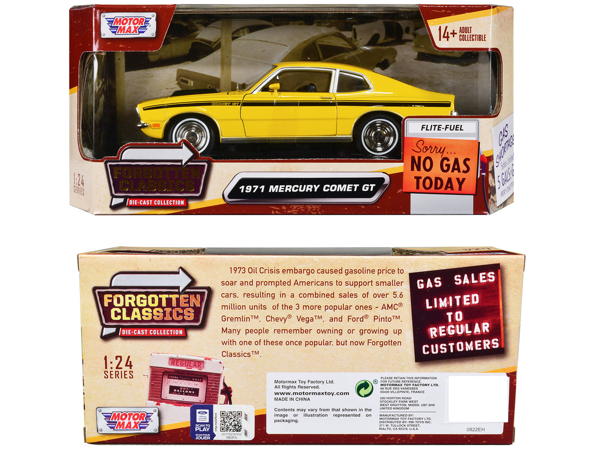 1971 Mercury Comet GT Yellow with Black Stripes "Forgotten Classics" Series 1/24 Diecast Model Car