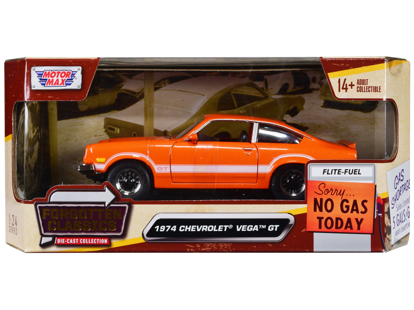 1974 Chevrolet Vega GT Orange Metallic with White Stripes "Forgotten Classics" Series 1/24 Diecast Model Car