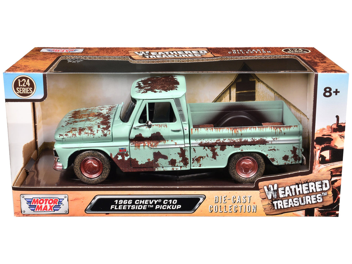 1966 Chevrolet C10 Fleetside Pickup Truck Light Green (Rusted) "Weathered Treasures" Series 1/24 Diecast Model Car