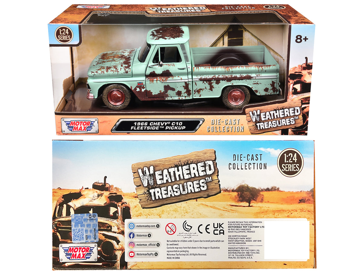 1966 Chevrolet C10 Fleetside Pickup Truck Light Green (Rusted) "Weathered Treasures" Series 1/24 Diecast Model Car