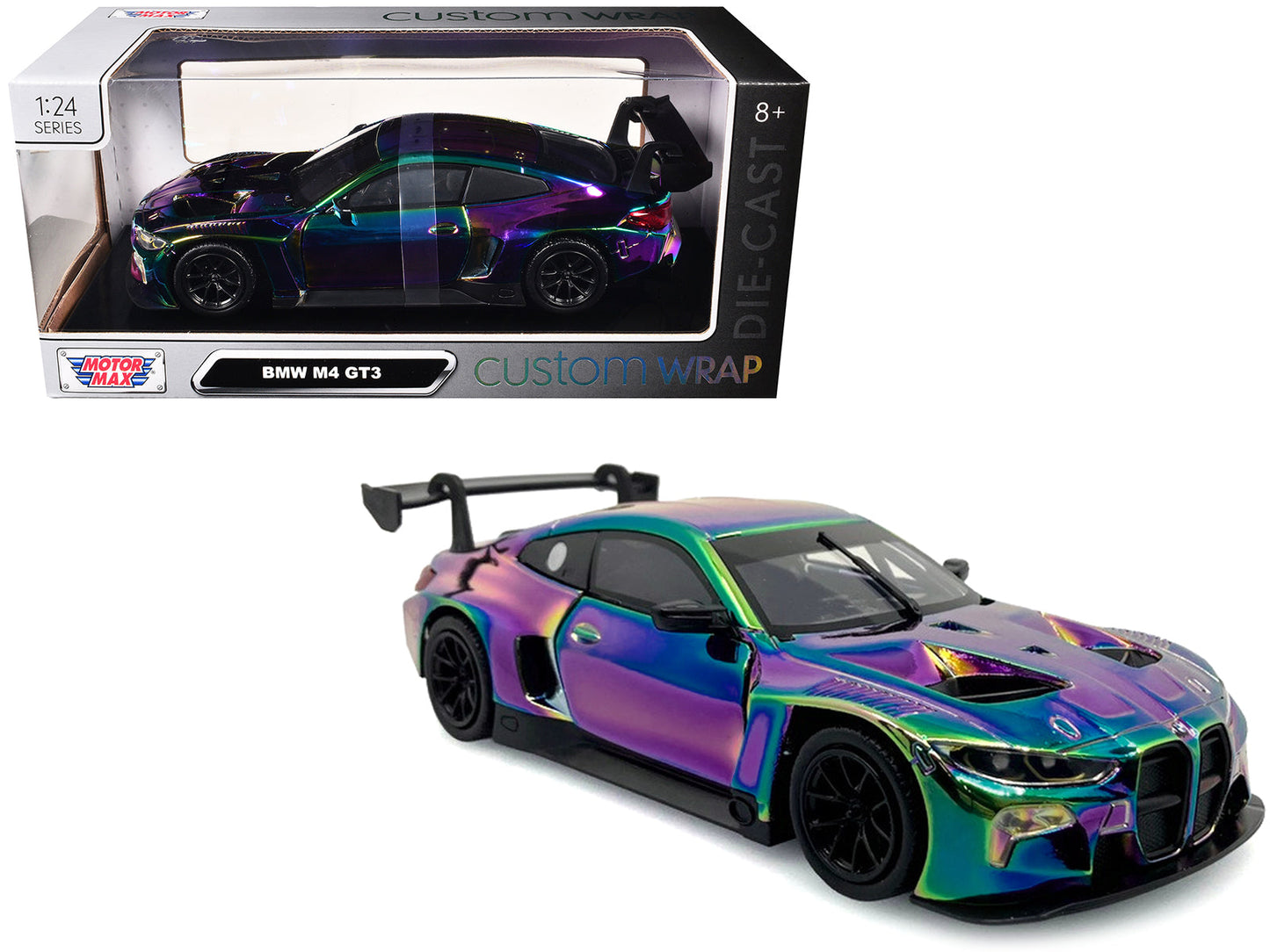BMW M4 GT3 Chameleon Chrome "Custom Wrap" Series 1/24 Diecast Model Car