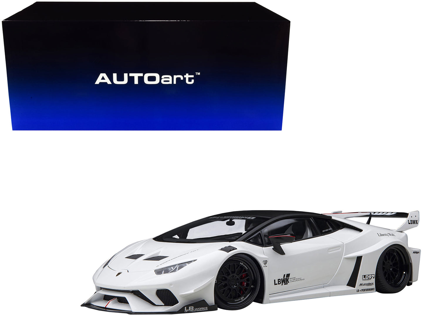 Lamborghini Huracan GT "LB-Silhouette Works" White with Black 1/18 Model Car