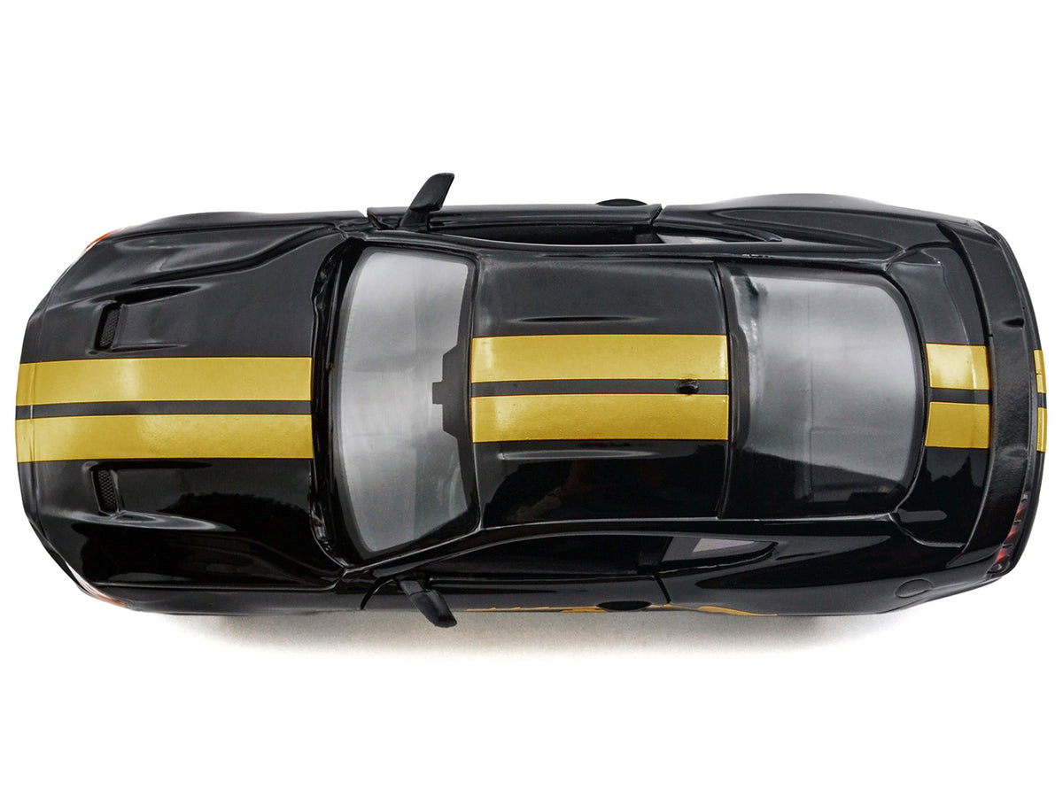 2018 Ford Mustang GT 5.0 Black with Gold Stripes and Graphics "Midnight Eclipse" Series 1/24 Diecast Model Car