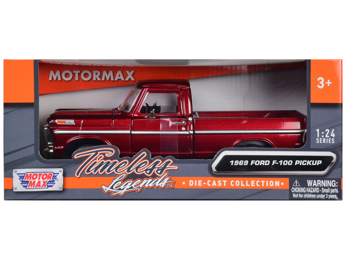 1969 Ford F-100 Pickup Truck Burgundy 1/24 Diecast Model Car
