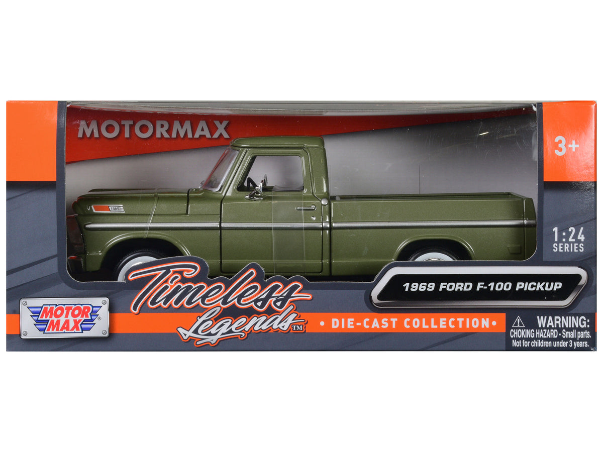 1969 Ford F-100 Pickup Truck Green 1/24 Diecast Model Car