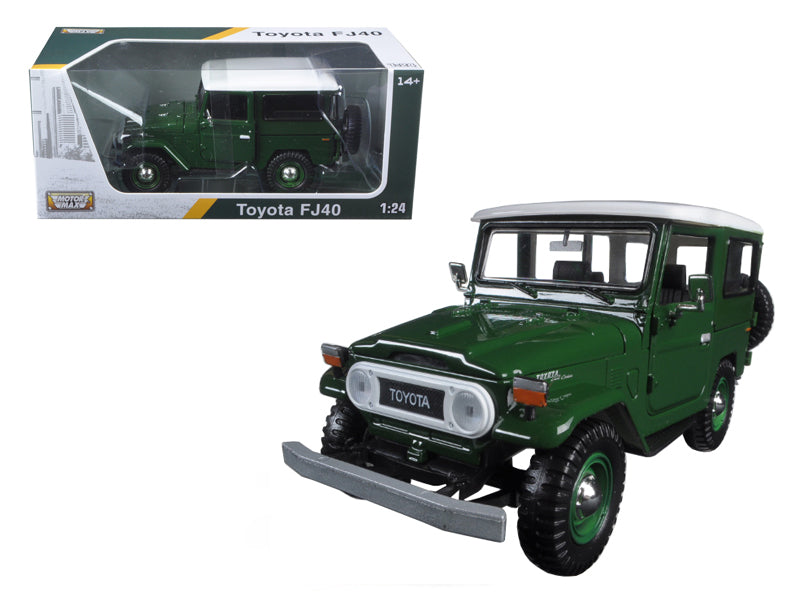 Toyota FJ40 Dark Green with White Top 1/24 Diecast Model Car