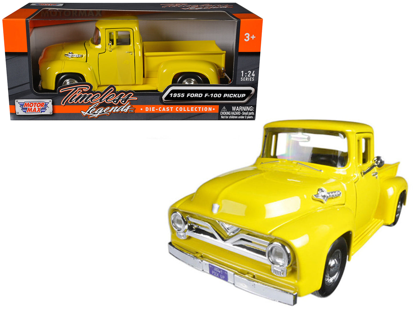 1955 Ford F-100 Pickup Truck Yellow 1/24 Diecast Model Car