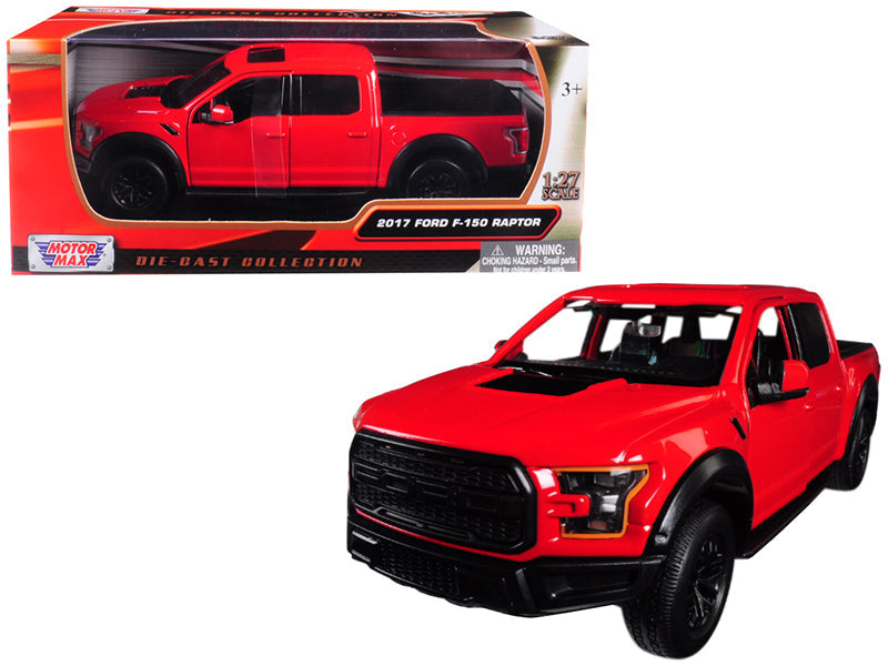2017 Ford F-150 Raptor Pickup Truck Red with Black Wheels 1/27 Diecast Model Car