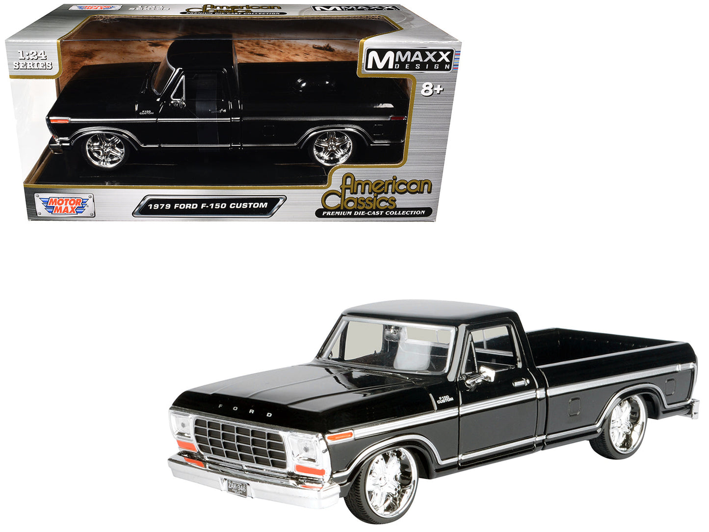 1979 Ford F-150 Custom Pickup Truck Black "Maxx Design" Series 1/24 Diecast Model Car