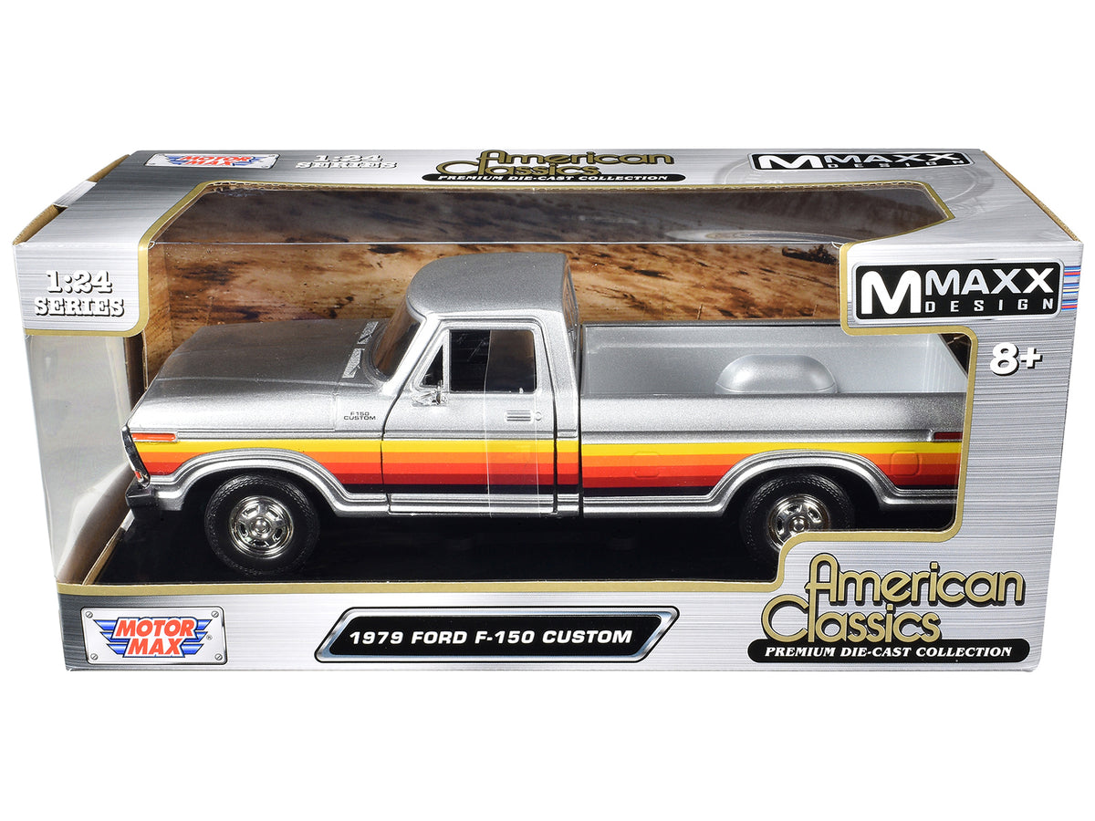 1979 Ford F-150 Custom Pickup Truck Silver Metallic with Side Stripes "American Classics" Series 1/24 Diecast Model Car