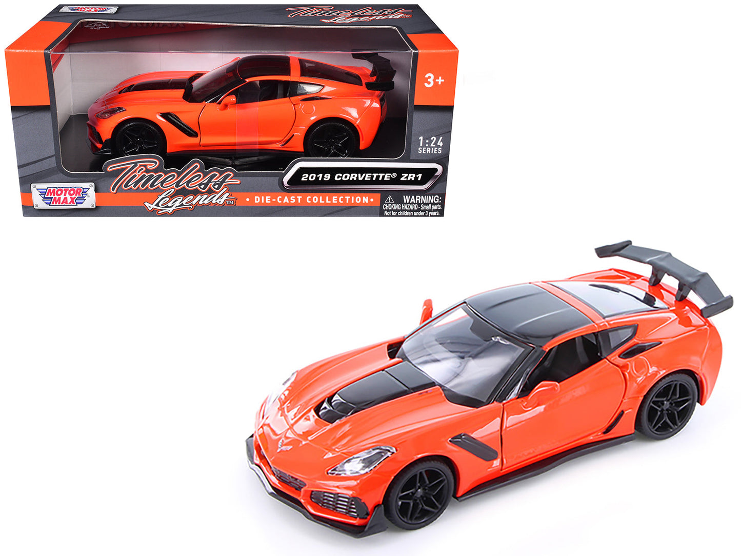 2019 Chevrolet Corvette ZR1 Orange with Black Accents 1/24 Diecast Model Car