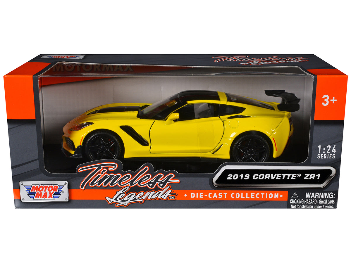 2019 Chevrolet Corvette ZR1 Yellow with Black Accents 1/24 Diecast Model Car