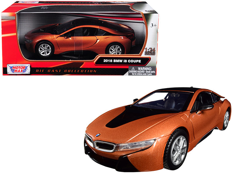 2018 BMW i8 Coupe Metallic Orange with Black Top 1/24 Diecast Model Car