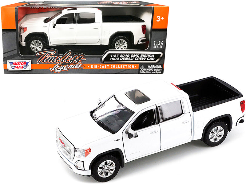 2019 GMC Sierra 1500 Denali Crew Cab Pickup Truck with Sunroof White "Timeless Legends" Series 1/24-1/27 Diecast Model Car