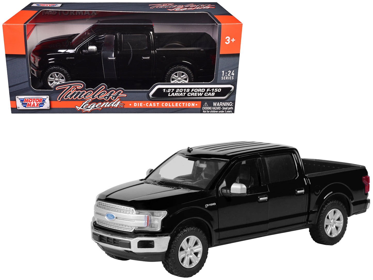 2019 Ford F-150 Lariat Crew Cab Pickup Truck Black 1/27 Diecast Model Car