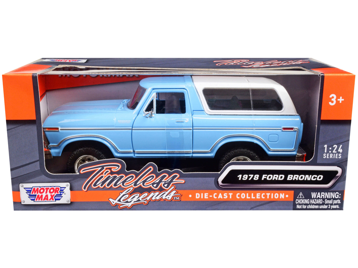 1978 Ford Bronco Custom Light Blue and White "Timeless Legends" Series 1/24 Diecast Model Car