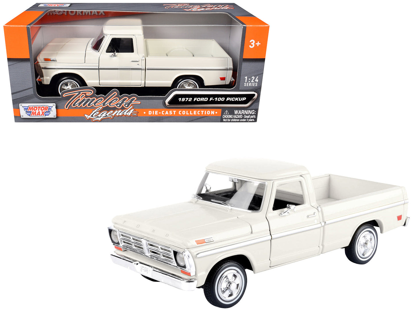 1972 Ford F-100 Pickup Truck Cream "Timeless Legends" Series 1/24 Diecast Model Car