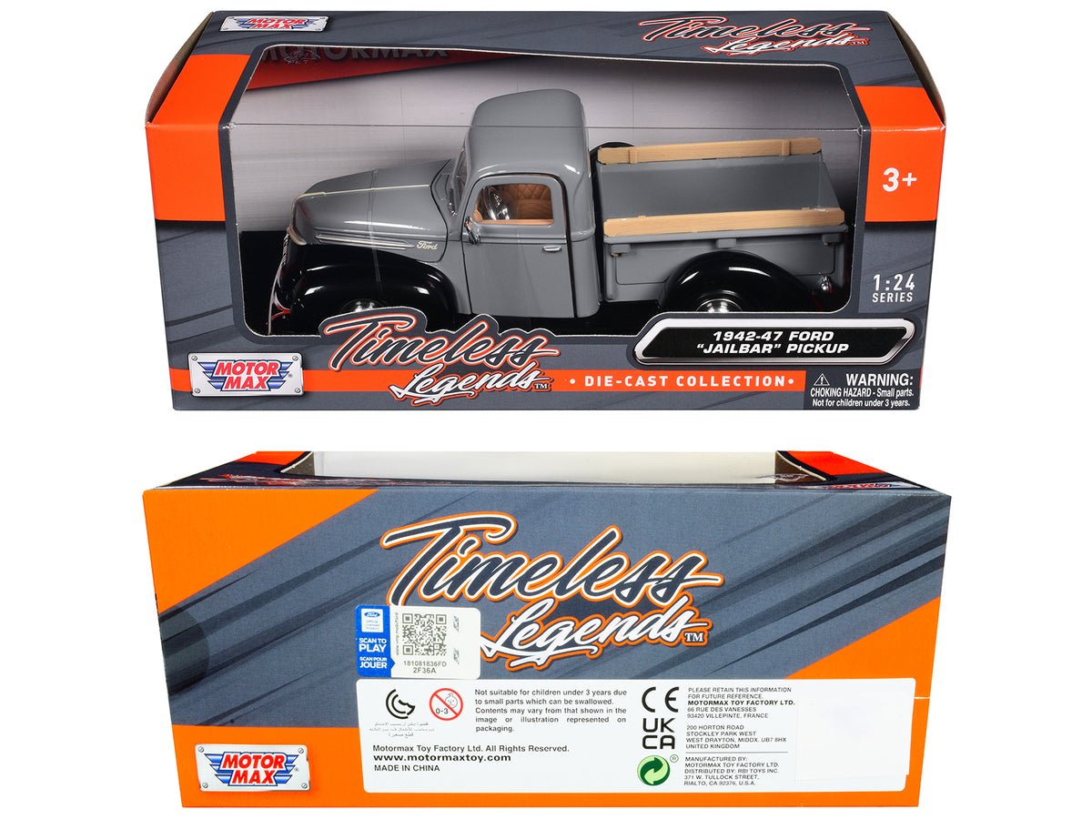 1942-47 Ford "Jailbar" Pickup Truck Gray and Black "Timeless Legends" Series 1/24 Diecast Model Car