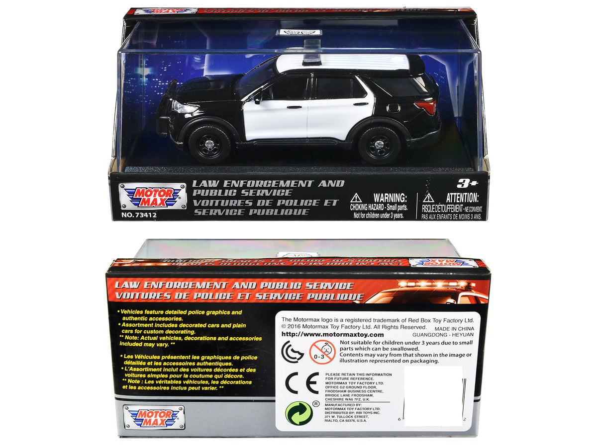 2022 Ford Police Interceptor Utility Black and White Unmarked "Law Enforcement and Public Service" Series 1/43 Diecast Model Car