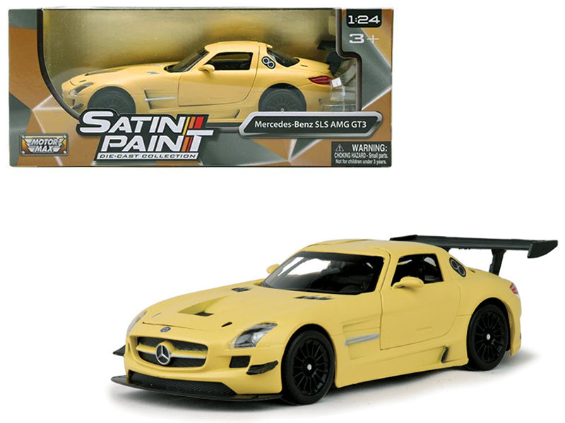 Mercedes Benz SLS AMG GT3 Matte Yellow 1/24 Diecast Model Car