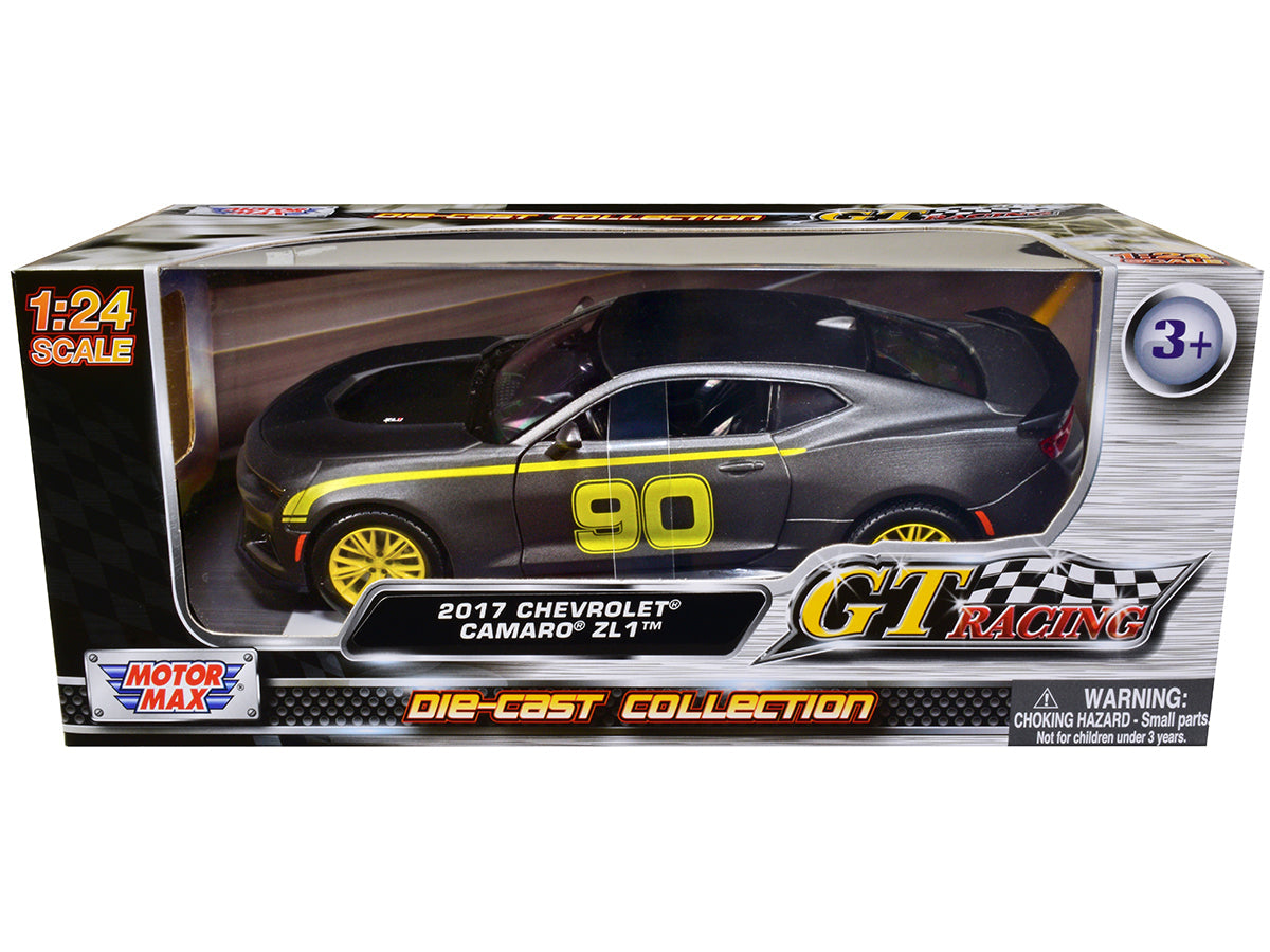 2017 Chevrolet Camaro ZL1 #90 Matt Gray with Yellow Stripes "GT Racing" Series 1/24 Diecast Model Car