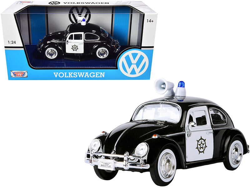 1966 Volkswagen Beetle Police Car Black and White 1/24 Diecast Model Car