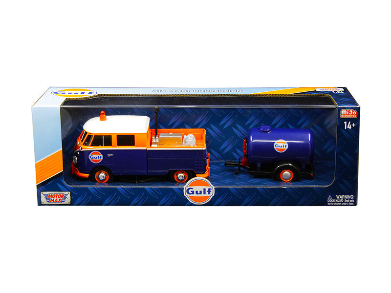 Volkswagen Service Pickup Truck with Plastic Oil Tank "Gulf Oil" 1/24 Diecast Model Car