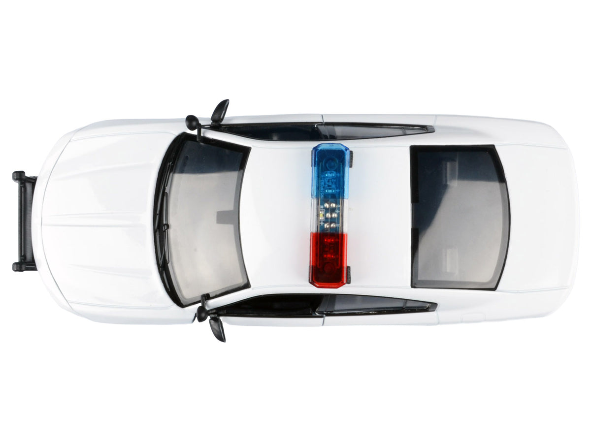 2023 Dodge Charger Pursuit Police Car Unmarked White with Flashing Light Bar Front and Rear Lights and 2 Sounds "Builder's Kit" 1/24 Diecast Model Car