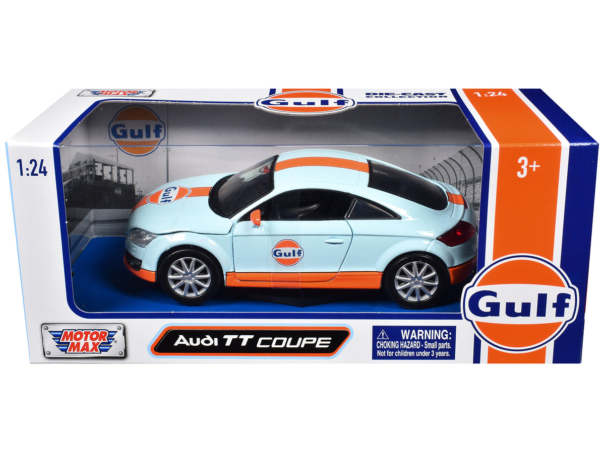 Audi TT Coupe "Gulf Oil" Light Blue with Orange Stripes "Gulf Die-Cast Collection" 1/24 Diecast Model Car