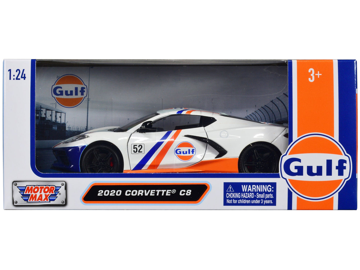 2020 Chevrolet Corvette C8 #52 White and Light Blue with Stripes "Gulf Oil" "Gulf Die-Cast Collection" 1/24 Diecast Model Car
