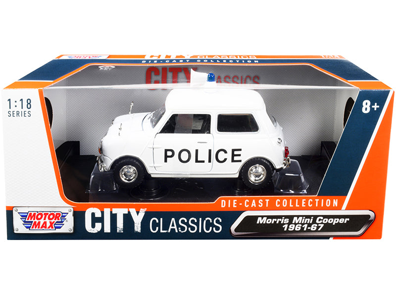 1961-1967 Morris Mini Cooper RHD (Right Hand Drive) "Police" White "City Classics" Series 1/18 Diecast Model Car