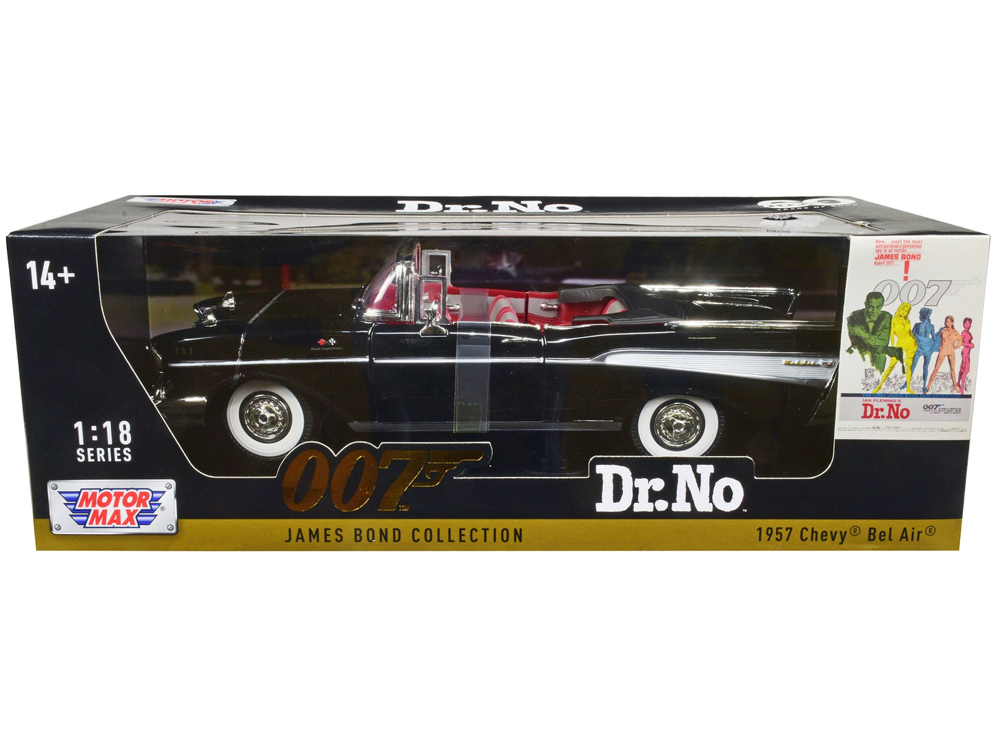 1957 Chevrolet Bel Air Convertible Black James Bond 007 "Dr. No" (1962) Movie 1/18 Diecast Model Car