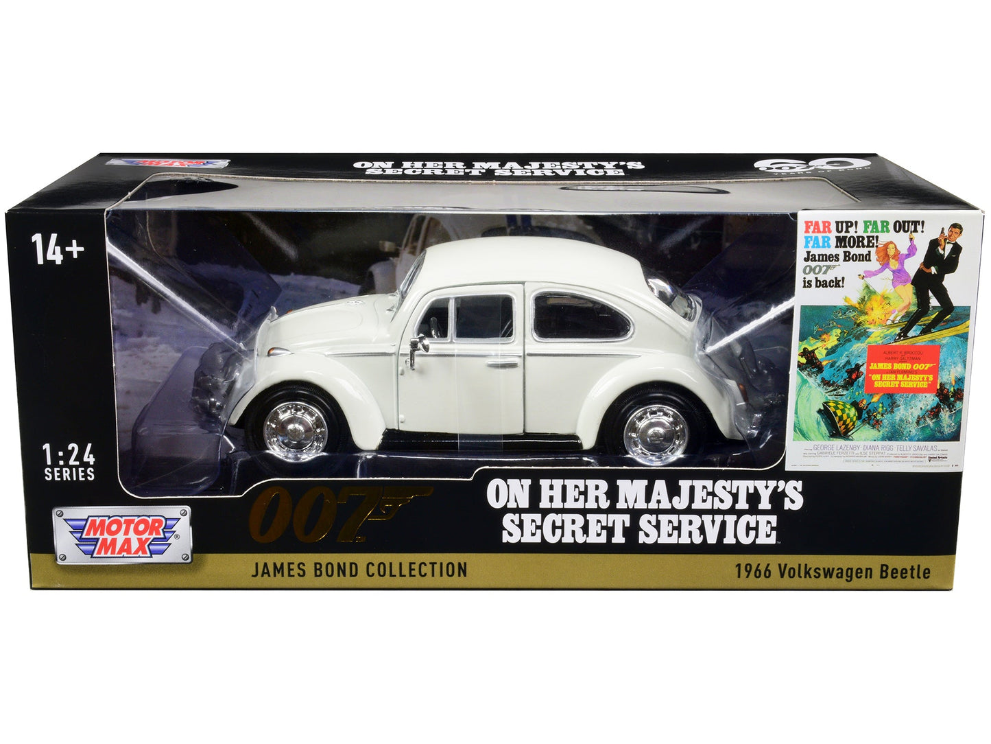 1966 Volkswagen Beetle White James Bond 007 "On Her Majesty's Secret Service" (1969) Movie "James Bond Collection" Series 1/24 Diecast Model Car