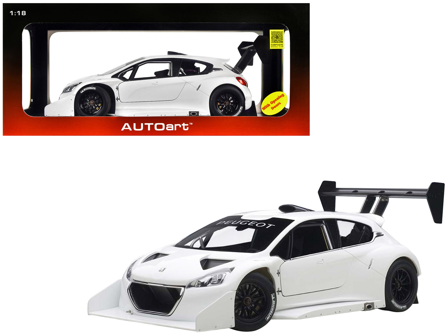 2013 Peugeot 208 T16 Pikes Peak Race Car Plain White Version 1/18 Model Car